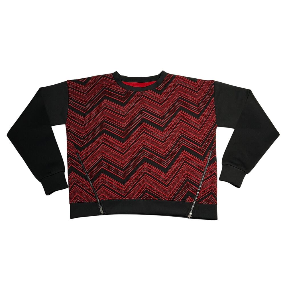 Women's Crewneck Chevron Sweatshirt Size Medium Trendy Colorful Casual Y2K